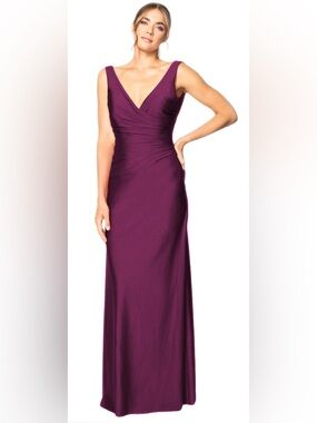 Bridesmaid Deep V-Neck Burgundy Dress